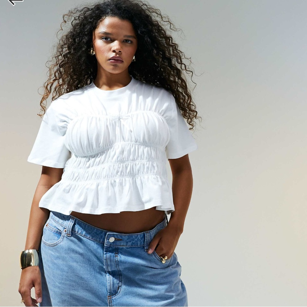 White Ruched Women's Top